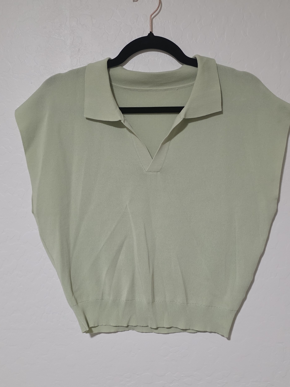 SHEIN Light Sage Collared Knit Pullover